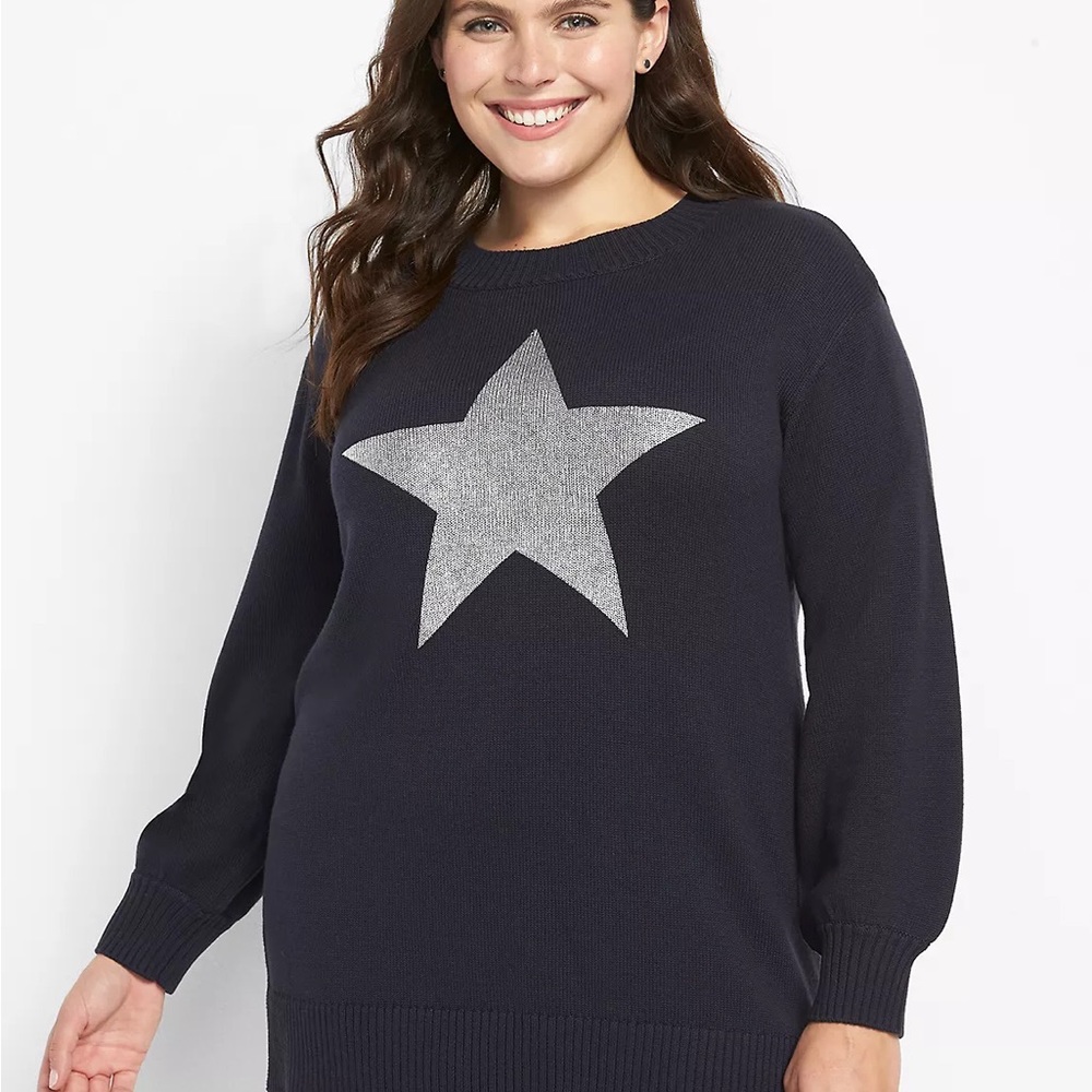 Lane Bryant Star Tunic Sweater - Navy